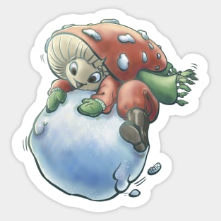 Snow Mush Fun Guy Gus the Mushroom and his Amazing Snowball Sticker